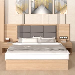 Set Camera da Letto per Appartamenti <span class=keywords><strong>e</strong></span> Hotel con <span class=keywords><strong>Letti</strong></span>, Cassetti Contenitori <span class=keywords><strong>e</strong></span> Testiera con Tavolo, Letto per Ostello della Gioventù - Product Image 1