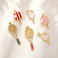 Pendentifs, boucles d'oreilles et bracelets DIY en forme de raquette de tennis ou de pagaie de tennis de table, couleur cuivre, motif sportif, pour bijoux