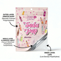 Kemasan Plastik Mylar Kantong Zipper Stand Up Anti Bau Holografik untuk Permen Jeli 4x5 yang Dapat Dimakan, Cetak Digital Custom 3.5 Pack