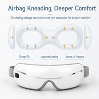 Masseur oculaire intelligent pliable avec lecture de musique Bluetooth, massage électrique par contact pour la zone des yeux à domicile