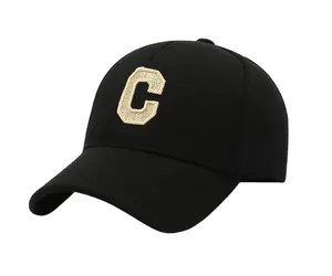 Cotton C Letter Embroidery Logo 6 Panel Dad Hat Structured Dad Caps Embroidered Letter Patch Mens Dad Cap
