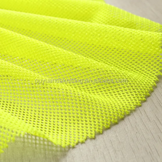 China Textile Factory 100% Polyester 60gsm Fluorescent Tricot Mesh Fabric
