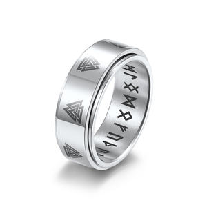 Celtic Eternal Triangle Knot Rotating Stainless Steel <b>Ring</b> Nordic Viking Text Unisex Fashion Jewelry Gift - Product Image 1