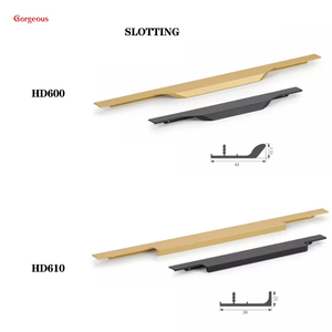 Perlengkapan Furnitur Baru, Kenop Pintu Kabinet Emas Hitam, Gagang Tarik Profil, Gagang Lemari Panjang Aluminium, Gagang Tersembunyi Dapur - Product Image 4