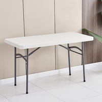 Table rectangulaire pliable en plastique blanc de 4 pieds, haute capacité de charge, pour la restauration, les conférences, l'utilisation en extérieur