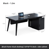 Bureau de direction contemporain en MDF, direct usine, avec tiroir à fermeture amortie et accent en verre trempé, design premium pour bureau de direction
