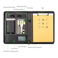 Porte-documents A4 en cuir PU imperméable avec chargeur sans fil, batterie externe 8000 mAh, câble de charge sans fil, portable, pour affaires