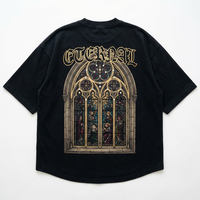 T-shirt en coton épais 300 GSM OEM ODM, coupe oversize, teinture pigmentée, avec feuille d'or et strass, pour style gothique, vente en gros