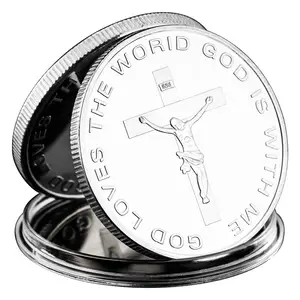 Jezus Kleur Bedrukte Gouden En Verzilverde Stations Van Het Kruis Herdenkingsmunt Metalen Handwerk Souvenir Verzamelbare Badge - Product Image 5