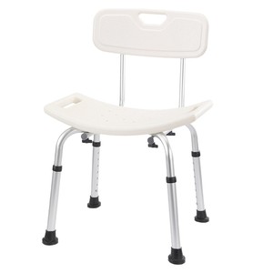 Chaise de douche en alliage d'aluminium avec dossier, hauteur réglable, blanche, pour salle de bain - Product Image 2