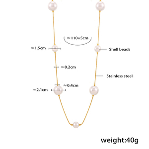 Hainon Rvs Ketting Lange Gelaagde Schelp Parel Trui Ketting Hanger - Product Image 3