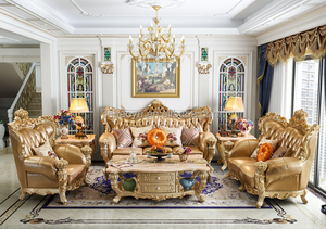 أريكة خشبية كلاسيكية من المصمم الأوروبي تشيسترفيلد غرفة معيشة فاخرة من الجلد الأصلي - Product Image 2