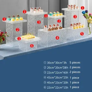 Acryl Wasser Welligkeit Nesting Dessert Buffet Riser Stand Acryl Kuchen Food Display Riser für Hochzeit Hotel Dekoration