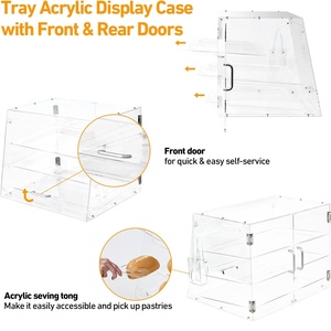 3-Tier <span class=keywords><strong>Acrylic</strong></span> Pastry hiển thị có thể tháo rời bánh chủ với bánh mì tong thương mại Countertop Cookie đứng phía trước cửa sau truy cập - Product Image 3