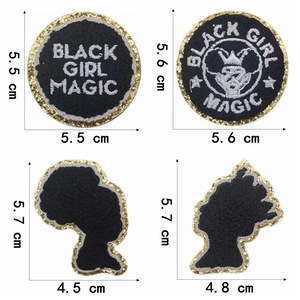New Arrival Black Girl Patches Machine Embroidery Iron on Glitter Chenille Black Girl Patches for Decoration - Product Image 2