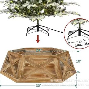 Wooden <b>Christmas</b> <b>Tree</b> Ring Hexagon Country Farmhouse Style Decorative <b>Base</b> <b>For</b> Indoor Outdoor Use - Product Image 4