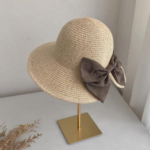 Sombrero <span class=keywords><strong>de</strong></span> paja con lazo encantador para mujer, sombrero <span class=keywords><strong>de</strong></span> pescador con flores <span class=keywords><strong>de</strong></span> verano, parasol versátil, fondos para padres e hijos - Product Image 4
