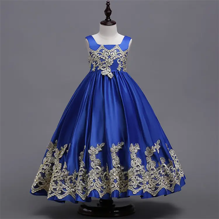 Robe pour Les Filles Robe pour Fille De Fleur Bleu Royal Bébé Fille Robes D'anniversaire De Fête Sans Manches Robes D'enfants pour Les Mariages