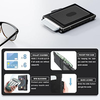 Dompet Kartu Kredit Minimalis Tipis PU RFID Serat Karbon dengan Penutup Jendela ID Transparan