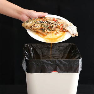 Hand Held Drawstring Garbage Bag <b>Large</b> Size Thickening Disposable Plastic Bag For <b>Kitchen</b> Waste Black 15 Pieces Xl - Product Image 1