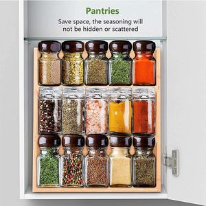 <b>Kitchen</b> Organizer Three-tier Spice Jars <b>Storage</b> Bamboo Spice Rack - Product Image 4
