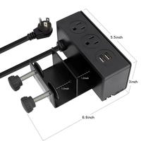Multiprise à fixation sur bureau certifiée ETL, 3 prises CA, protection contre les surtensions, 2 ports USB-A, 1 port USB-C, câble de 2 m, garantie de 5 ans