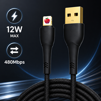Cable USB-A a Lightning, Carga Rápida de 12W, Transferencia de Datos de 480Mbps, Trenzado de Nailon, para iPhone 15/16/17 Pro Max, 1m de Longitud, OEM/ODM