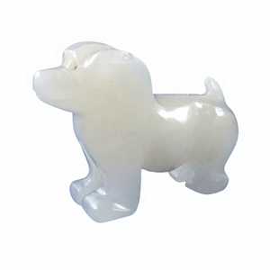 Handcrafted Carved White Onyx <b>Dog</b> Statue Unique High Quality Home Decor Marble Animal Figurine Collectable Customized Color - Product Image 1