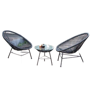 Juego de Bistro para Patio de Mimbre con Cojines Suaves y Mesa con Tapa de Vidrio, en Oferta - Product Image 1