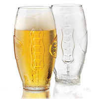 Vasos de Cerveza de Vidrio Ovalados Transparentes con Diseño de Balón de Rugby/Fútbol, Ideales para Reuniones Familiares y Bodas