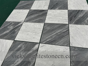 Carrelage de sol <span class=keywords><strong>en</strong></span> marbre blanc et gris, motif damier, pierre naturelle polie, pour salle de bain et cuisine - Product Image 5