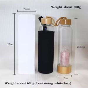 दादा जी हाइड्रो 550 मिली प्राकृतिक स्पष्ट क्वार्ट्ज बिंदु उपचार क्रिस्टल ऊर्जा इलीशिर ग्लास चाय मग बांस को कवर करता है न्यूनतम डिजाइन बीपा मुक्त - Product Image 5