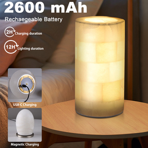 Lámpara de Mesa Recargable de Alabastro, Luces <span class=keywords><strong>LED</strong></span> RGBW Inalámbricas con Control Remoto, Lámpara de Mesa Recargable para Restaurantes, 4000 mAh - Product Image 4