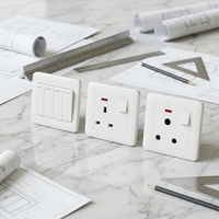 Prises industrielles commutées 15A avec néon, prise UK, IP22, murales, haute puissance, contrôle de la lumière, type 86, panneau PC ultra-fin, décoration chinoise