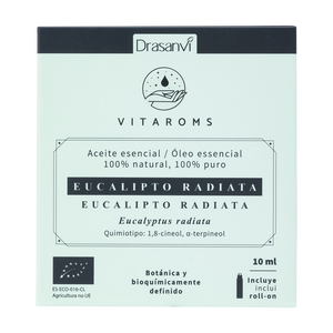 Vitaroms Drasanvi 10 ml Aceite Esencial de Eucalipto Radiata Orgánico de Grado Terapéutico, Aceite Hidratante de Jengibre, Ylang-Ylang - Product Image 1