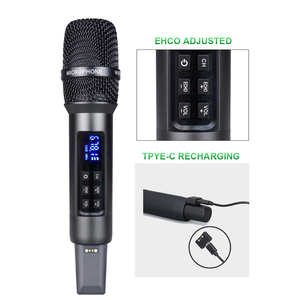 Micrófono Dinámico de Conferencia Inalámbrico de Plástico, 2*100 Canales, Recargable, <span class=keywords><strong>Tecnología</strong></span> UHF PLL, Alcance de 50-60m, Luces LED - Precio Económico - Product Image 2
