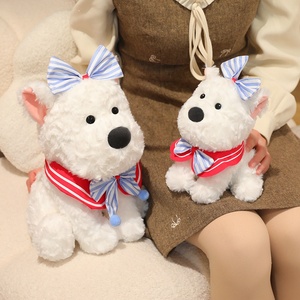 Peluche West Highland White Terrier, adorable chiot, oreiller, écharpe à nœud, design féminin, 32 cm, rembourrage en coton, anti-stress, cadeau d'anniversaire - Product Image 6