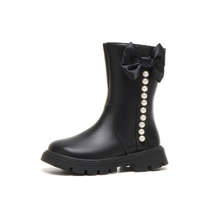 Nouvelles Bottes Princesse Coréennes Automne-Hiver 2025 pour Filles, en Cuir PU avec Nœud et Perles - Product Image 6