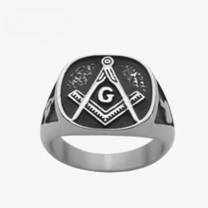 2022 New Fashion Jewelry Stainless Steel Masonic Ring Black And Red Punk Retro Men Ring