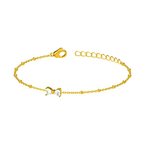 Pulsera minimalista <span class=keywords><strong>de</strong></span> acero inoxidable chapada en <span class=keywords><strong>oro</strong></span> <span class=keywords><strong>de</strong></span> 18K sin deslustre, pulsera con abalorio <span class=keywords><strong>de</strong></span> cuentas <span class=keywords><strong>de</strong></span> lazo <span class=keywords><strong>de</strong></span> circón blanco a la moda <span class=keywords><strong>para</strong></span> mujeres y <span class=keywords><strong>niñas</strong></span> - Product Image 5