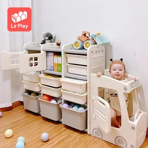 2022 New Kids Bus Toy Storage Cabinets Children Bedroom Kindergarten Furniture Sets Toys Baby Plastic Clothes Organization Box