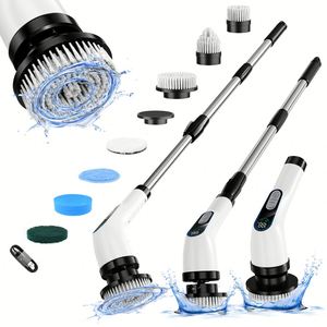 Telescopic Household 7In1 45Inch Pool Kitchen Toilet Floor Clean <b>Electric</b> Spin <b>Scrubber</b> Set Multifunction Power Cleaning Brushes - Product Image 1