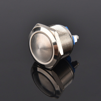 Sakelar Tombol Tekan Kustom 19mm High Actuator Stainless Steel IP65 Momentary 1NO On/Off 2 Pin Terminal untuk Peralatan Rumah Tangga Bersertifikasi CCC