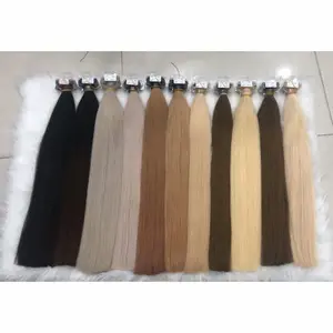 Fita extensora de cabelo, dupla desenhada europeu russo fita de extensão de cabelo 100% virgem remy