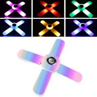 Ampoule LED 40W 50W E27 en forme de ventilateur à quatre pales, avec télécommande, haut-parleur intelligent, RGB, pliable, lampe musicale déformable