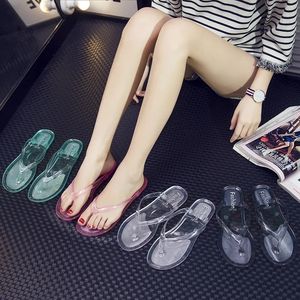 Jelly Flip Flops Flat <strong>Slippers</strong> Outside Beach Shoes Women's Summer <strong>Slippers</strong> Outdoor <strong>Transparent</strong> Sandals - Product Image 1