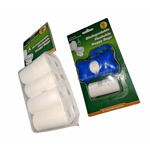 Bolsas biodegradables para excrementos de perro PVA solubles en agua, con soporte dispensador - Product Image 1