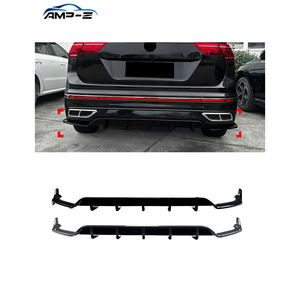 Diffusore Splitter Labbro Posteriore in ABS Nero Lucido AMP-Z per VW <span class=keywords><strong>Tiguan</strong></span> MK2.5 R Line 2021-2023 Accessorio Auto - Product Image 1