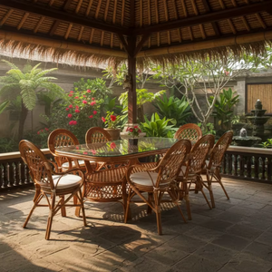 Ensemble de salle à manger en rotin JAVA, design traditionnel, table longue, idéal pour hôtels et villas, fabriqué en Indonésie – Vente chaude - Product Image 1