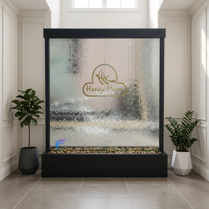 Modern Design Indoor Movable Rain Curtain LED Lights Glass Waterfall Wall Ornament Sea Life Theme Wireless Remote Tempered Glass - Product Image 3